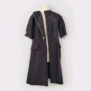 BCBGMaxAzria Black Topper Jacket Size Small Short Sleeve Mid Length Duster Coat